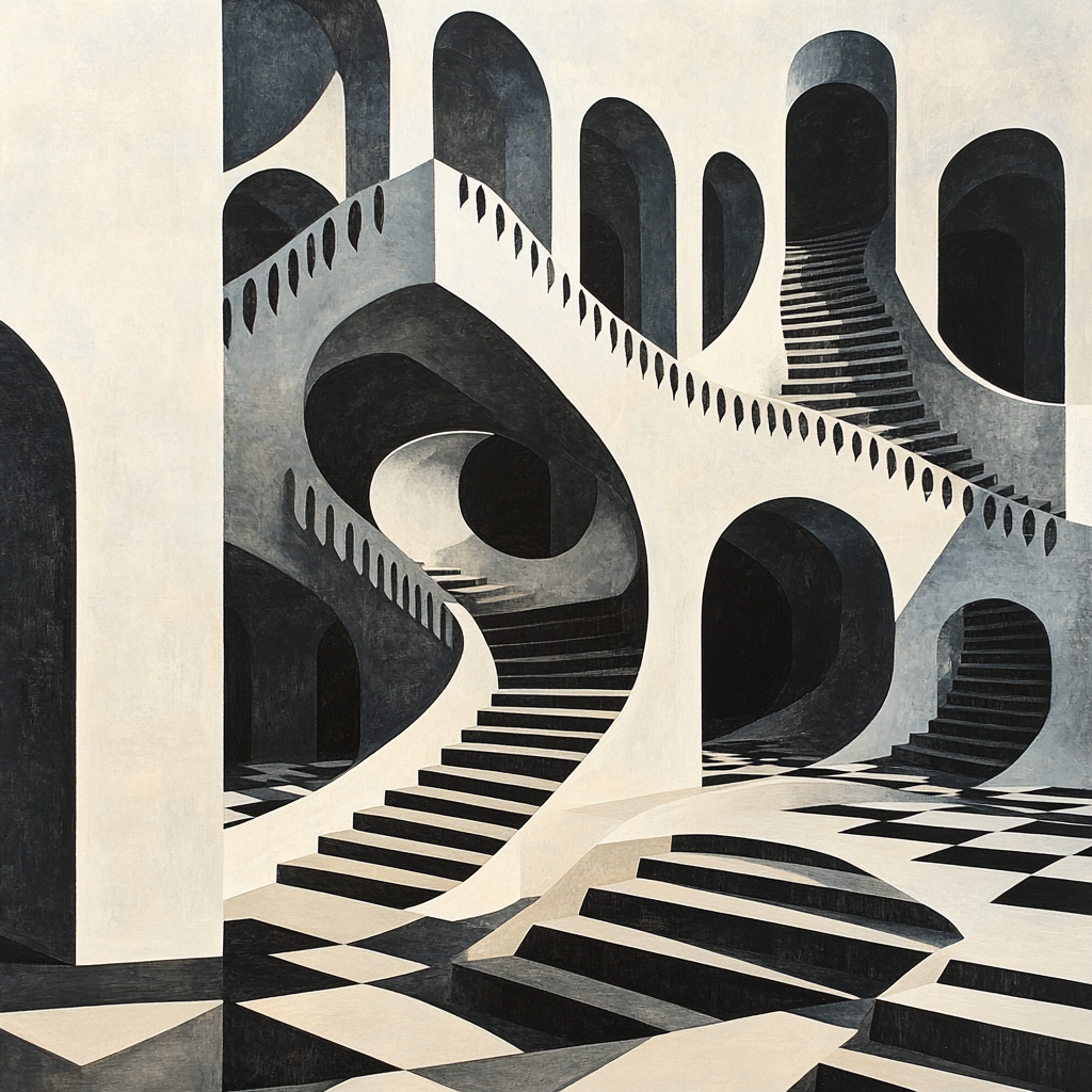 M.C. Escher Inspired Infinite Stairwell Numbered painting kits