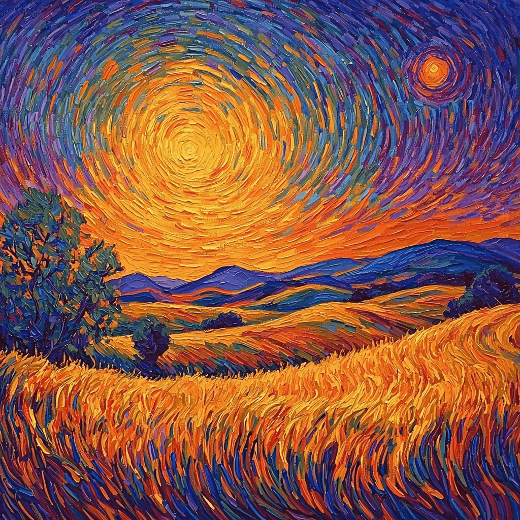 Vincent Van Gogh Inspired Sunset Over Fields Paint By Numbers