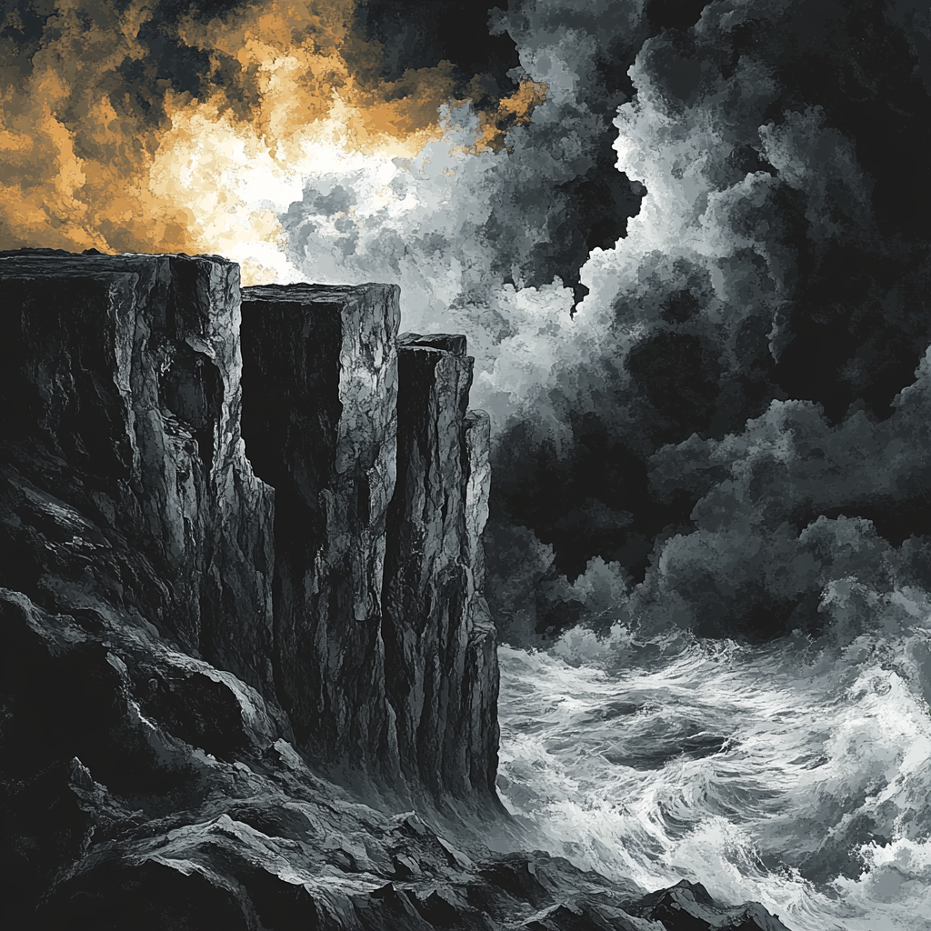 Francisco Goya Inspired Brooding Cliffside At Dusk painting number kit