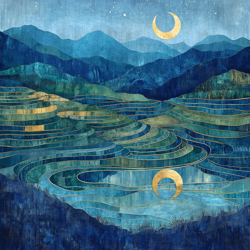 Nandalal Bose Inspired Lunar Rice Terraces Painting by numbers kit