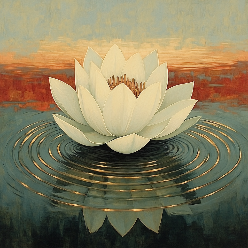 Nandalal Bose Inspired Lotus Of Quiet Light Number painting