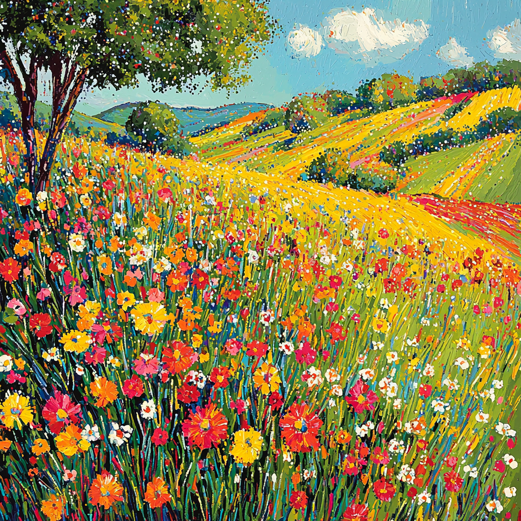 Georges Seurat Inspired Blooming Fields Numbered Painting Kits