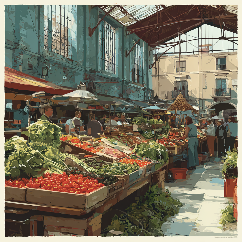 La Ribera Market Barcelona Spain Paint by numbers kits