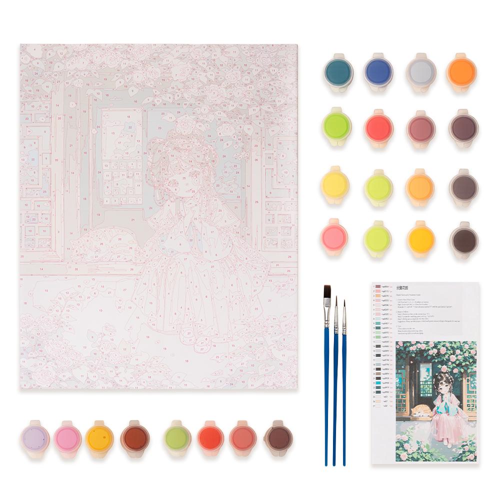 【Unframed】Happy Painting Exclusive DIY Paint by Number Kit Stress Relief Relaxation Toys Beginner Painting Kits Handicrafts with Lions Flowers & Birds Designs