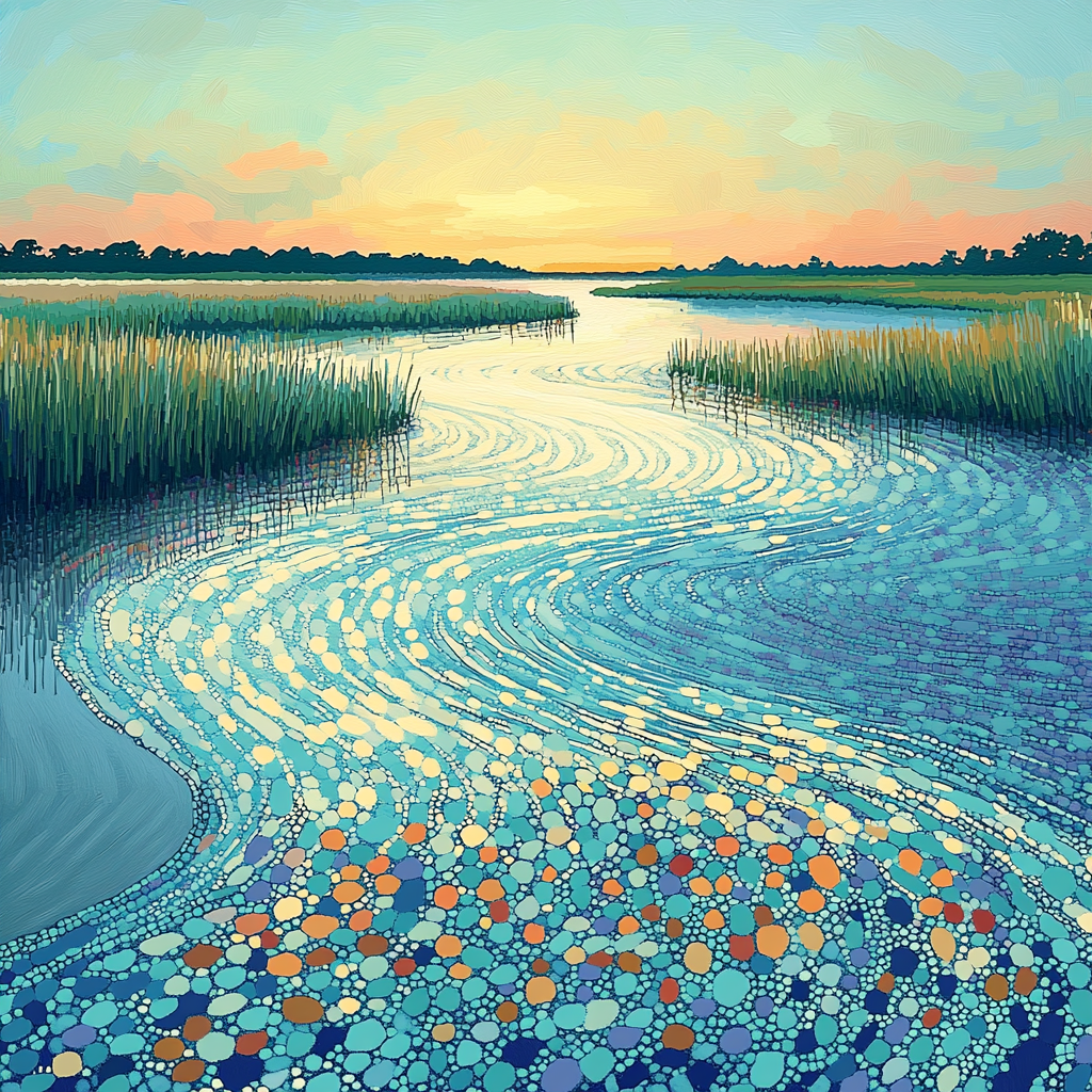 Georges Seurat Inspired Tidal Mirage Landscape DIY paint by numbers