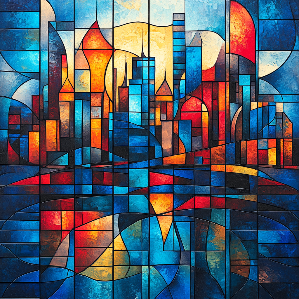 Picasso Inspired Fragmented Cityscape Paint by numbers art
