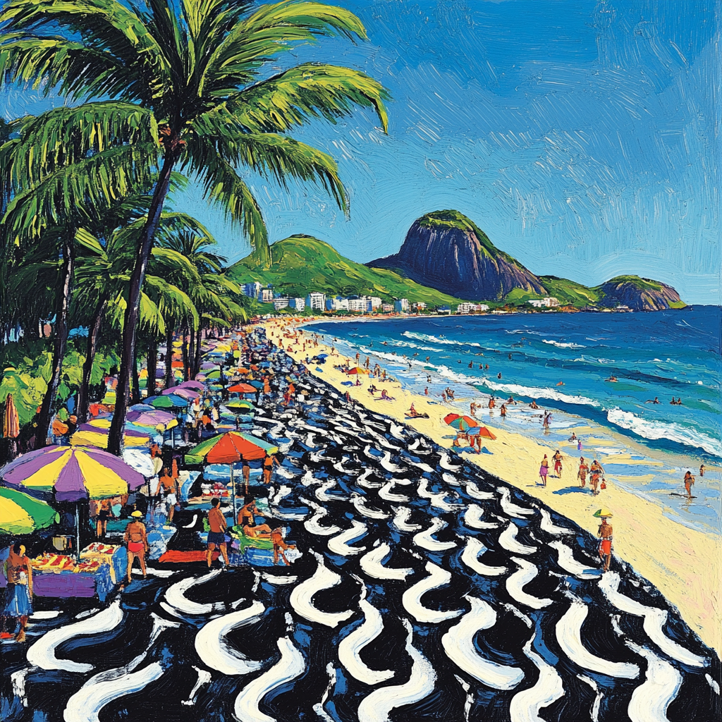 Promenade Of Copacabana Beach Rio De Janeiro Brazil paint by color