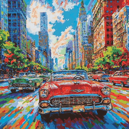 Edward Hopper Inspired Vintage Automobiles Paint By Color