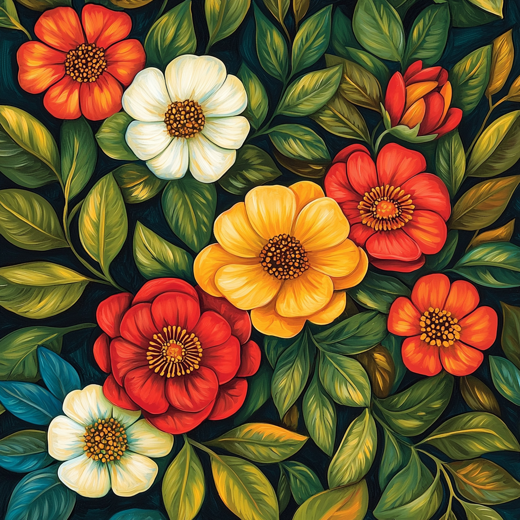 Frida Kahlo Inspired Vibrant Blossoms Of Resilience DIY Paint By Numbers
