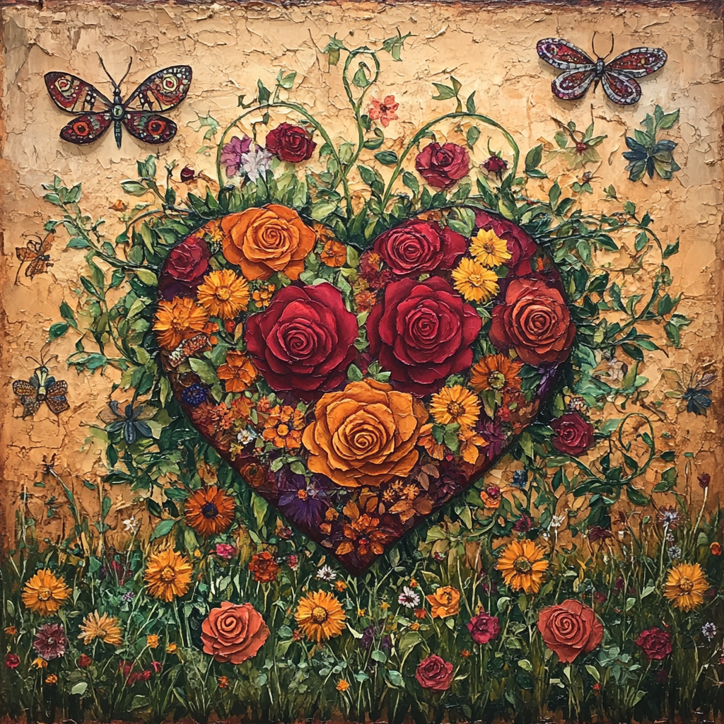 Frida Kahlo Inspired Floral Heart paint by number