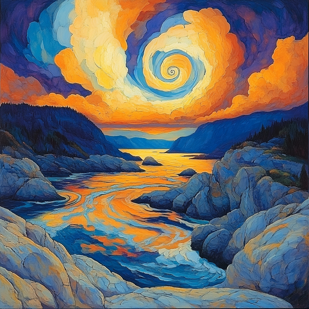 Edvard Munch Inspired Swirling Twilight Fjords DIY paint by numbers