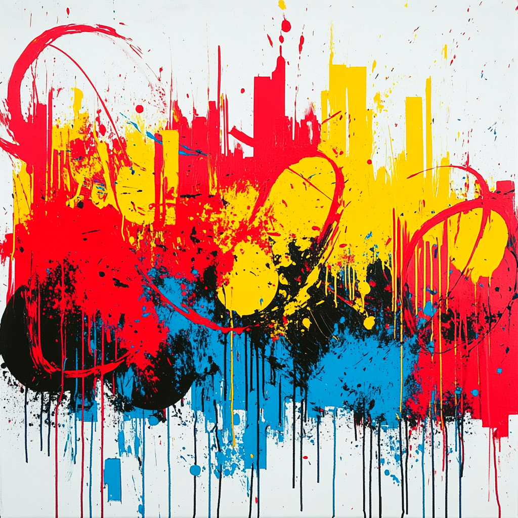 Jackson Pollock Inspired Electric Pulse In Primary Drips painting number kit