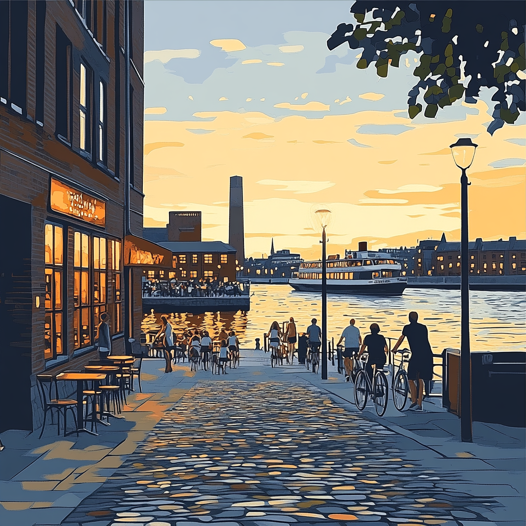 Old Port Cobblestones And Ferries Montreal Canada Number painting