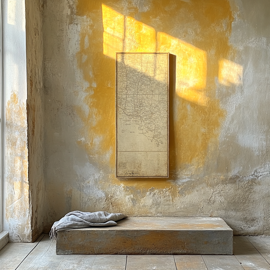 Johannes Vermeer Inspired Golden Map On Quiet Wall Number painting