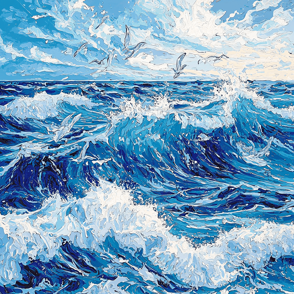 Hokusai Inspired Epic Ocean Waves Number Painting