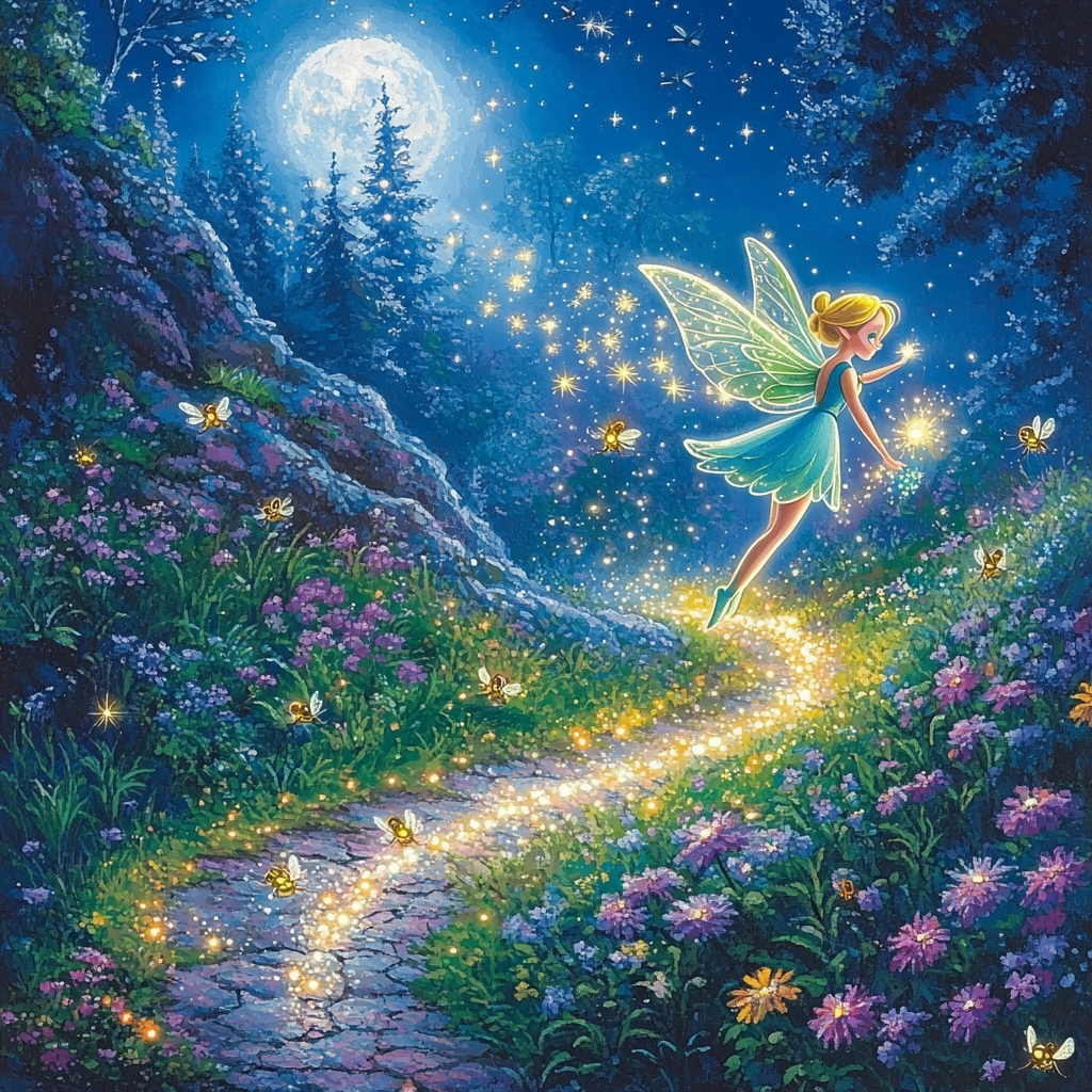 Tinker Bell Garden Glow paint by numbers