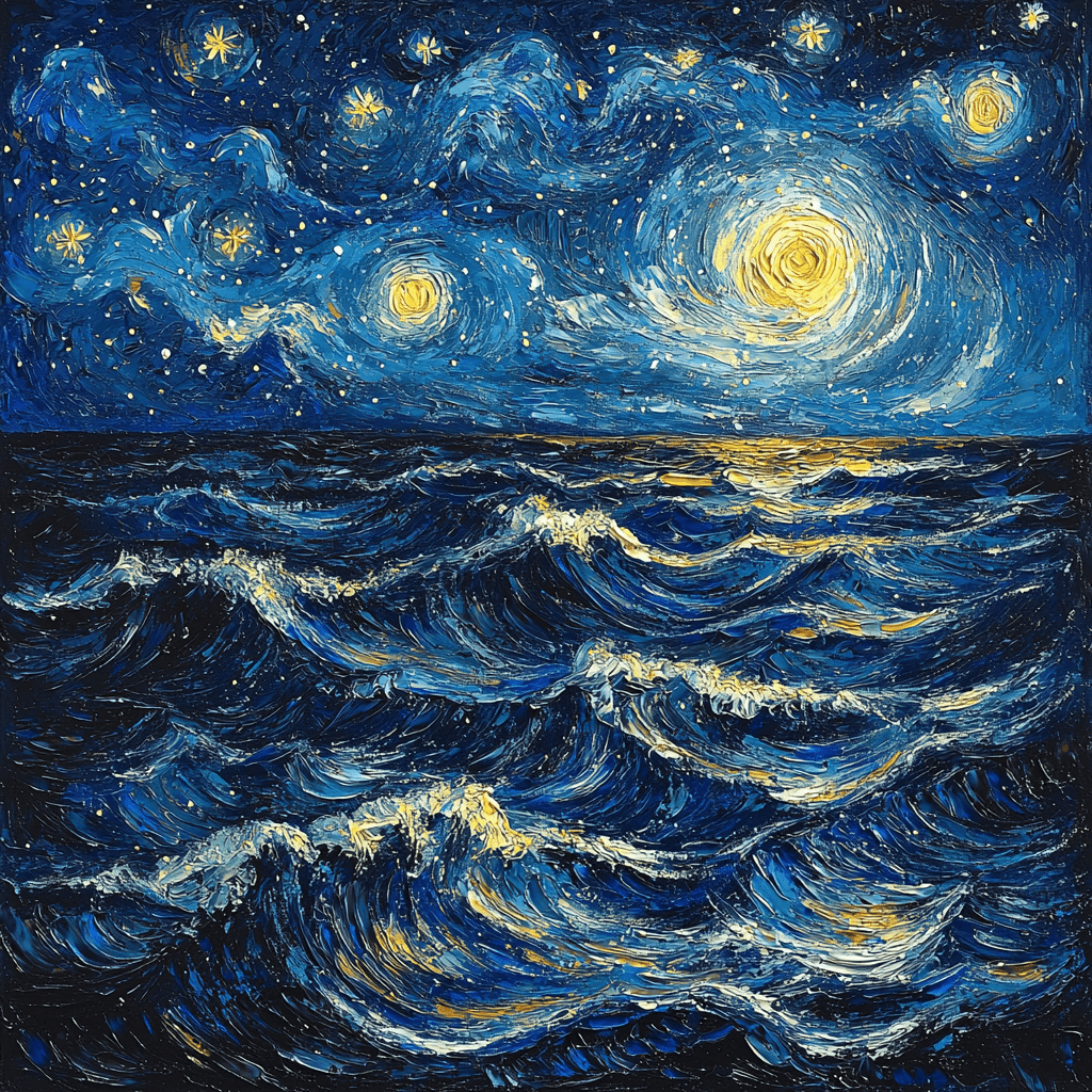 Vincent Van Gogh Inspired Starry Ocean Paint By Color