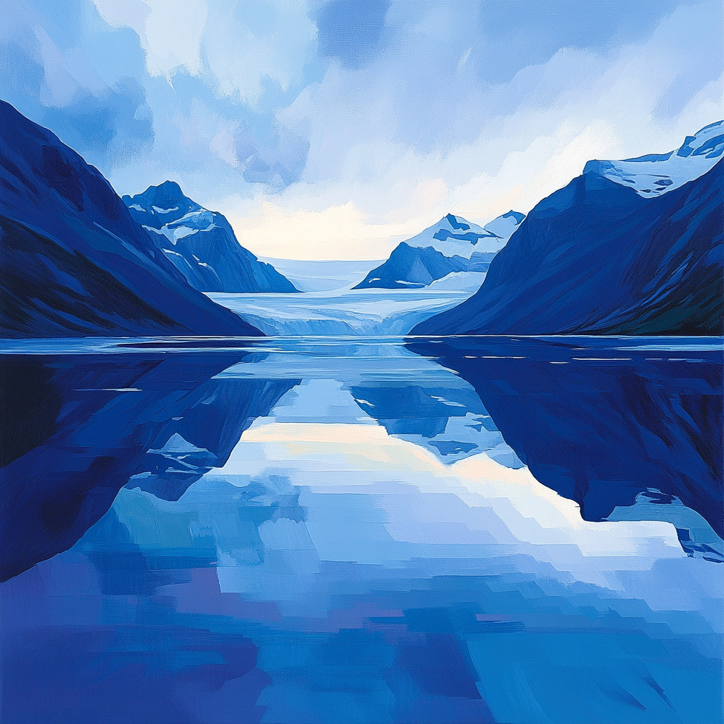 Lawren Harris Inspired Serene Glacier Reflection Paint by numbers art