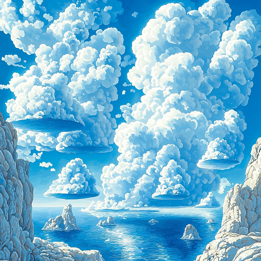René Magritte Inspired Floating Islands Of Imagination Number Painting
