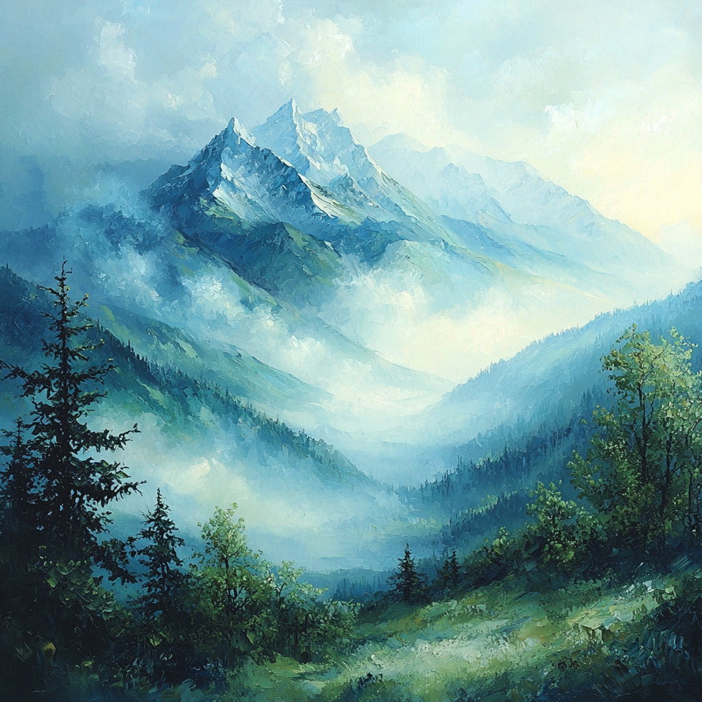 Caspar David Friedrich Inspired Misty Morning In The Mountains Number Painting