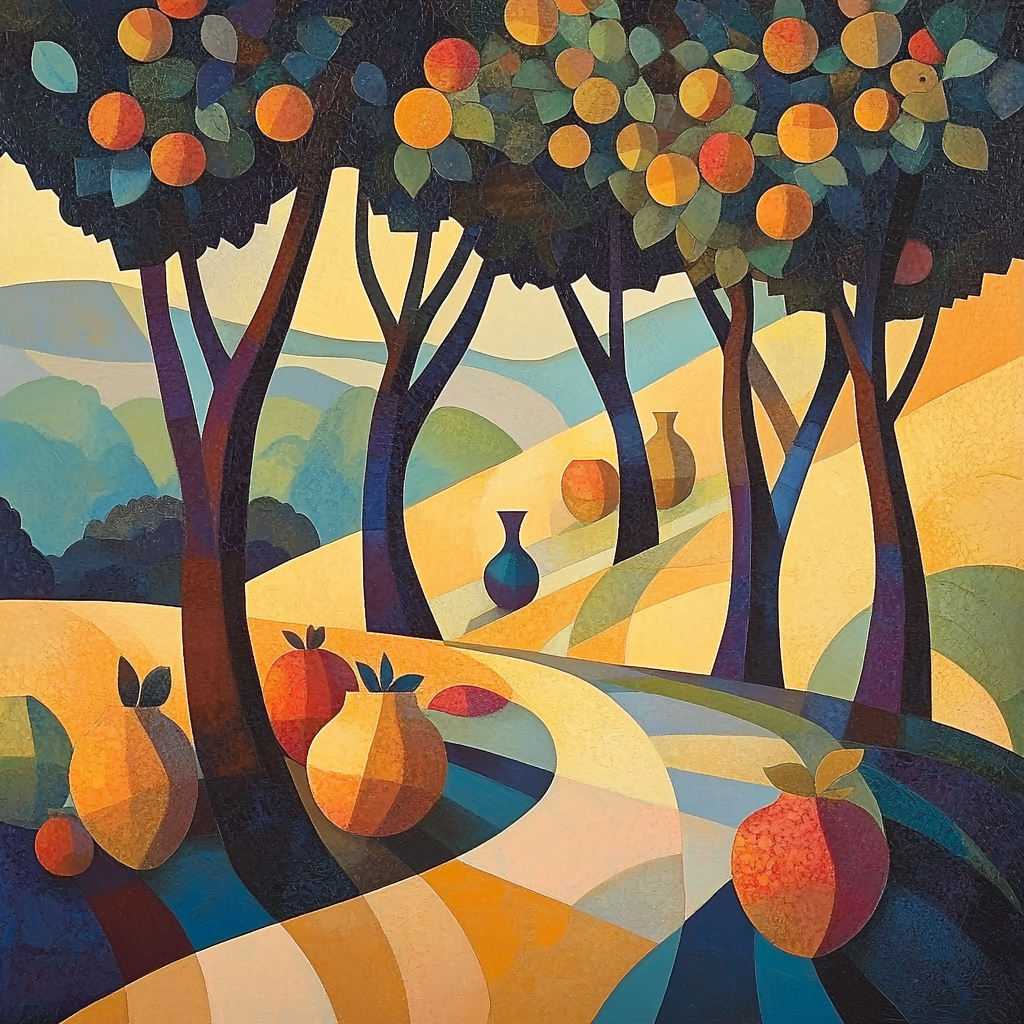 Pablo Picasso Inspired Cubist Orchard Abstraction Numbered painting kits