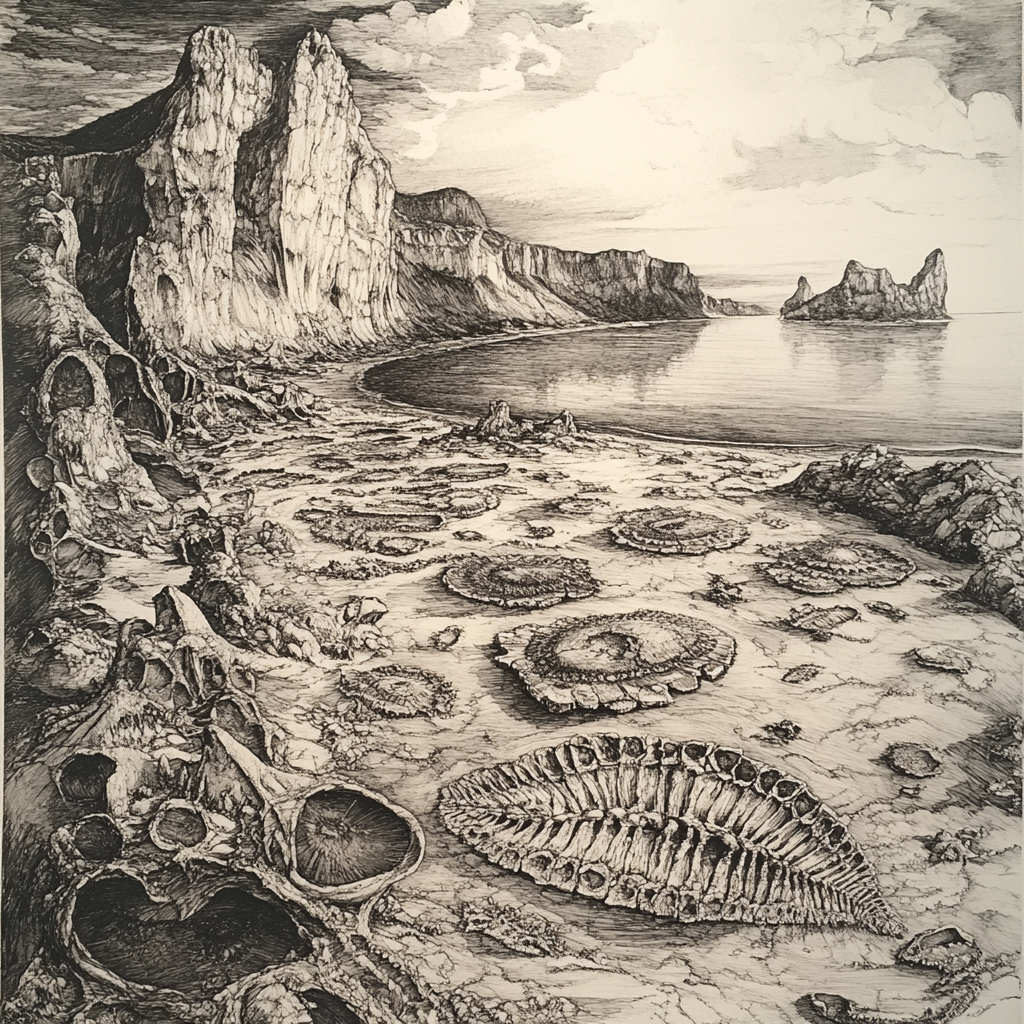 Albrecht Durer Inspired Fossil Landscape Paint by numbers art