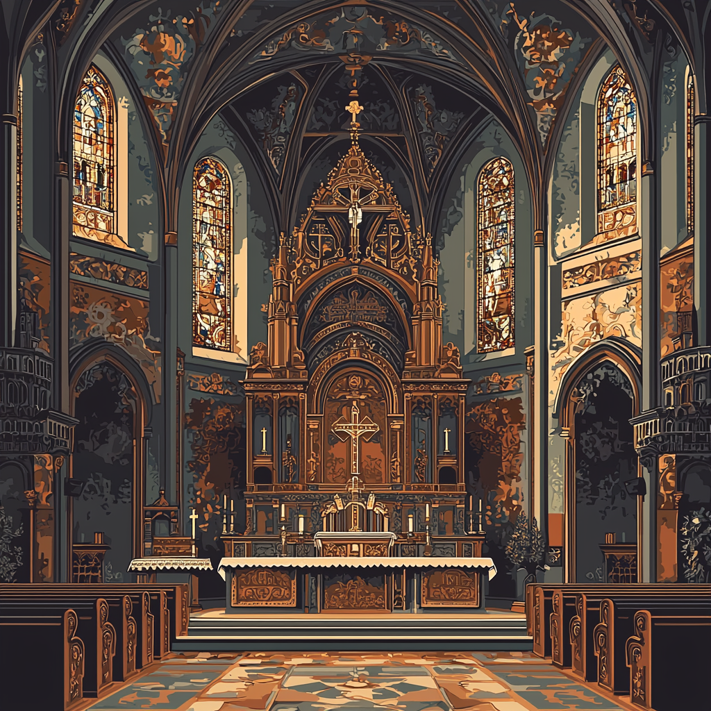 Dürer Inspired Ornate Gothic Chapel DIY Paint By Numbers