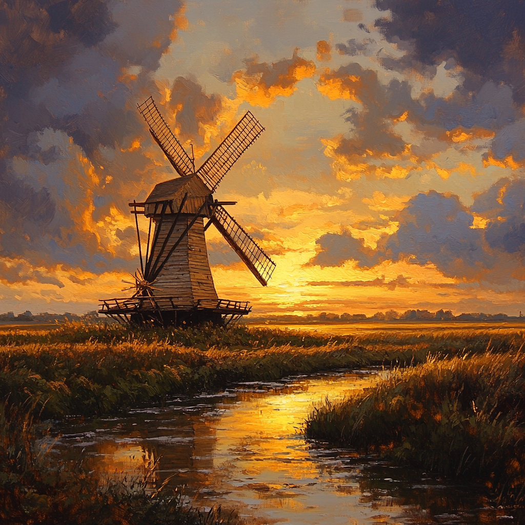 Rembrandt Inspired Windmill On Luminous Horizon painting number kit