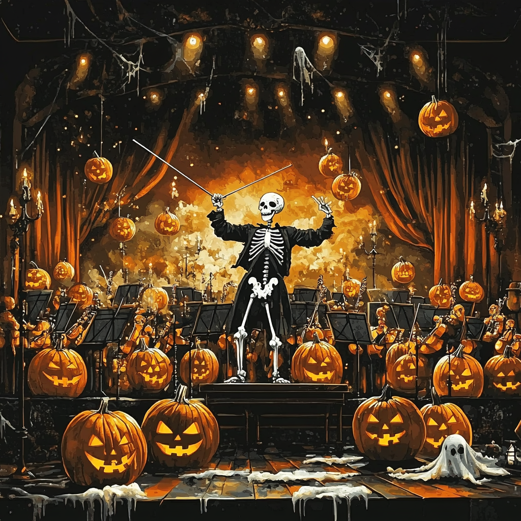 Spooky Symphony Of The Pumpkin Orchestra Paint by numbers art