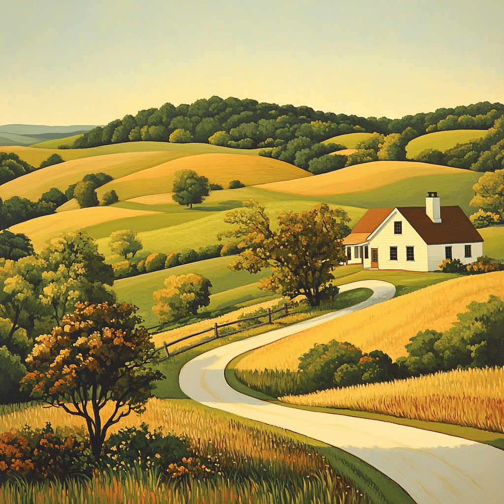 Grant Wood Inspired Midwest Farmhouse Paint by numbers kits
