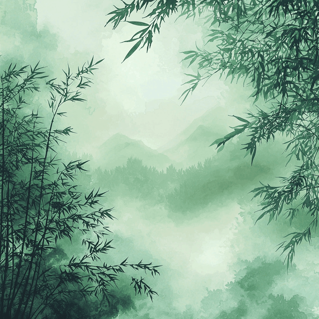 Zhao Mengfu Inspired Tranquil Bamboo Groves Number Painting