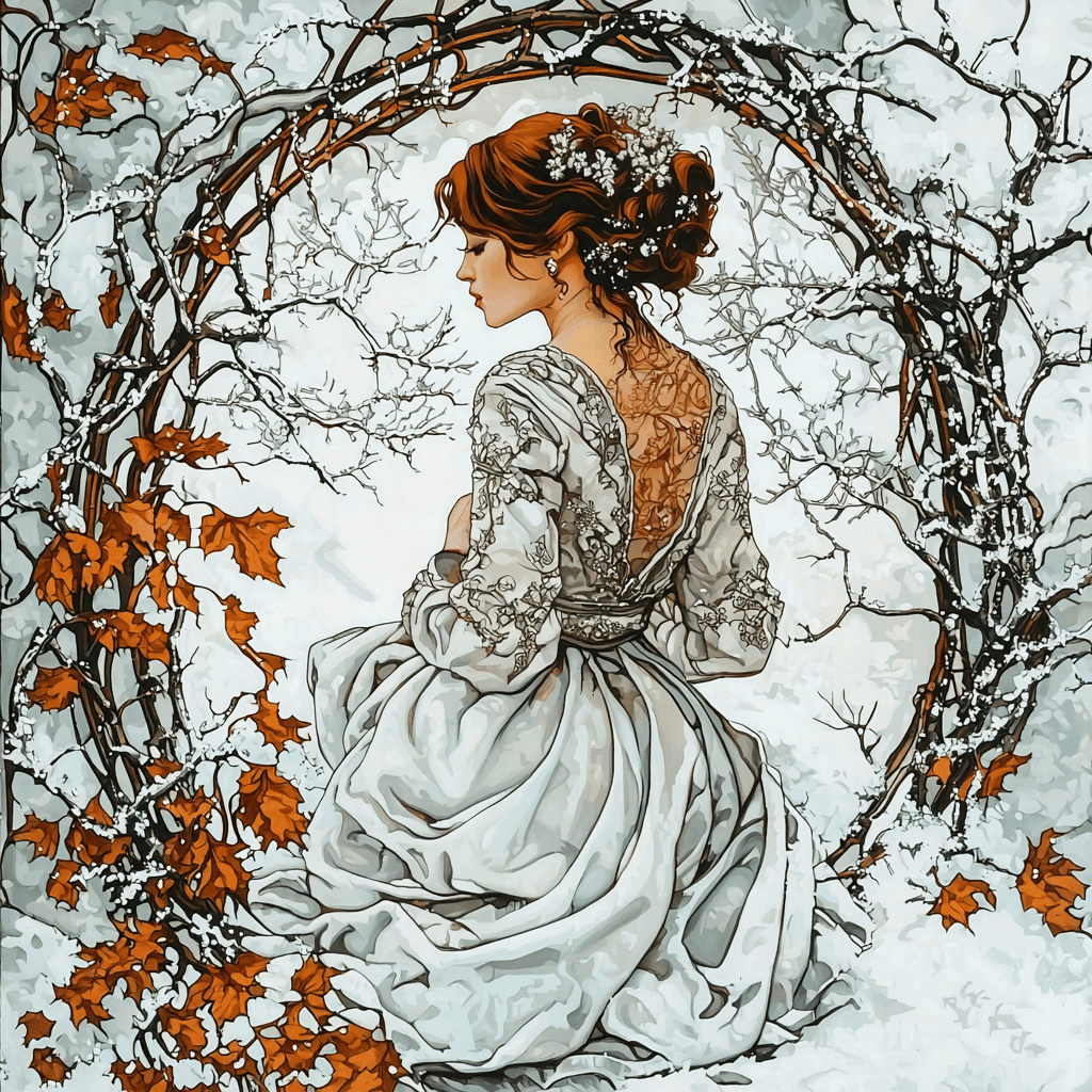 Alphonse Mucha Inspired Frosted Fantasy Paint By Numbers Art