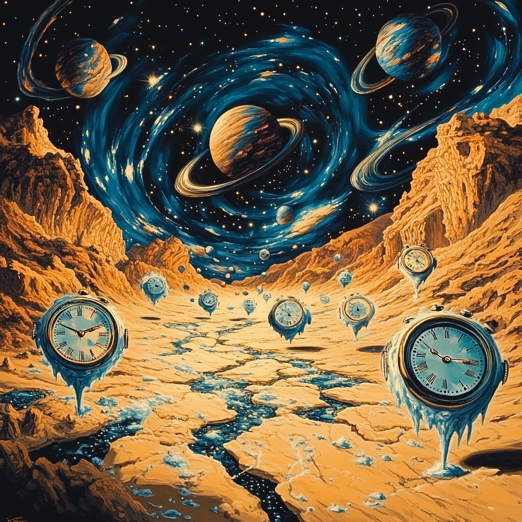 Salvador Dali Inspired Cosmic Clockscape Numbered painting kits