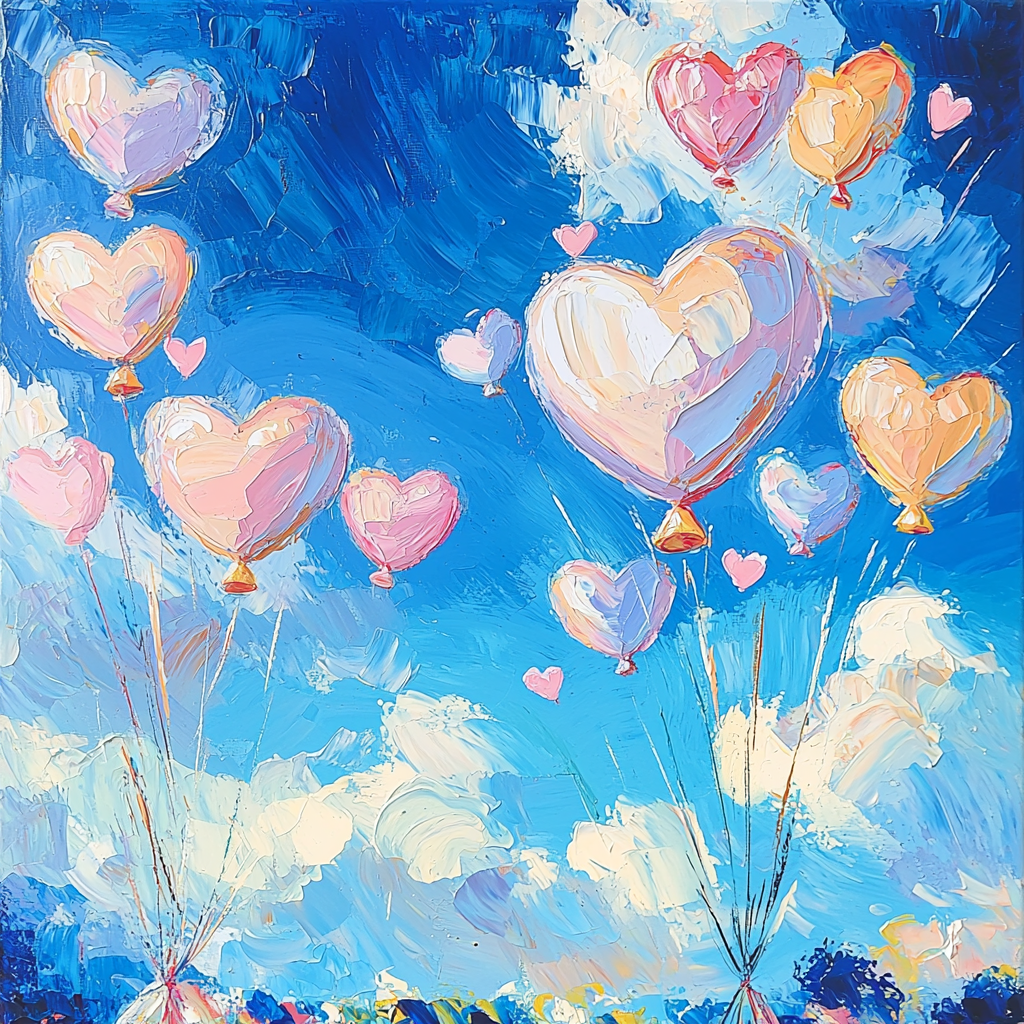 Hearts In The Breeze Number Painting