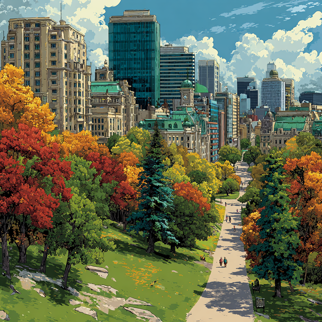 Skyline View From Mount Royal Park Montreal Canada DIY paint by numbers