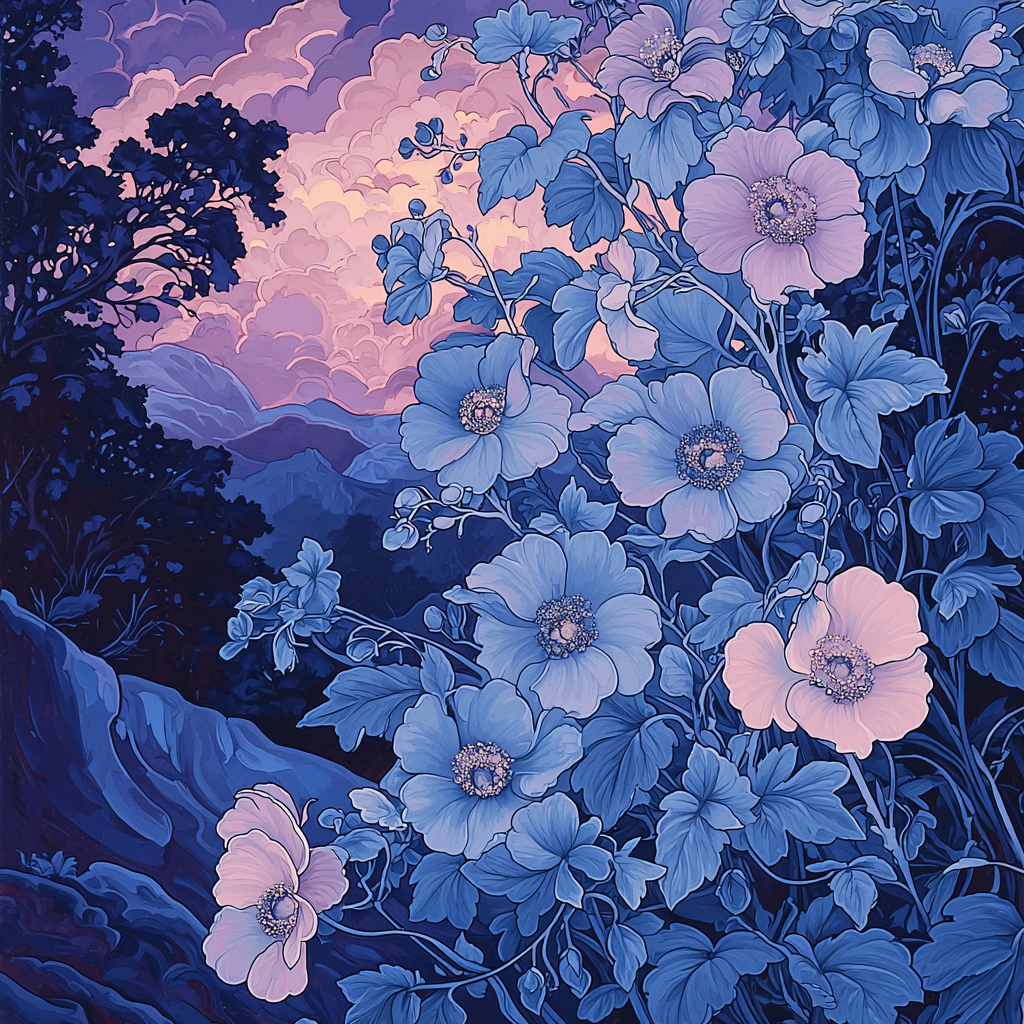 Alphonse Mucha Inspired Twilight's Floral Symphony Paint By Numbers