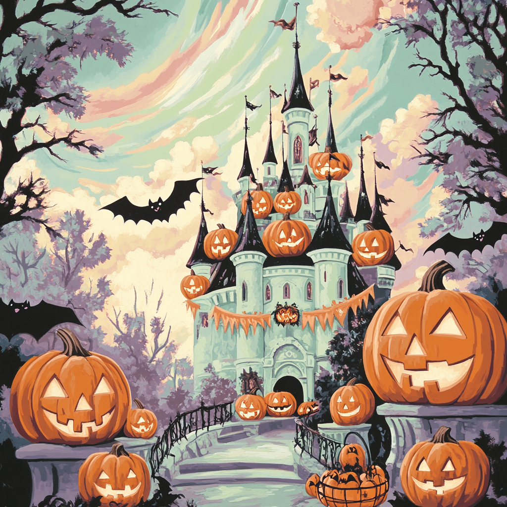 Aurora Over The Pumpkin Castle paint by color