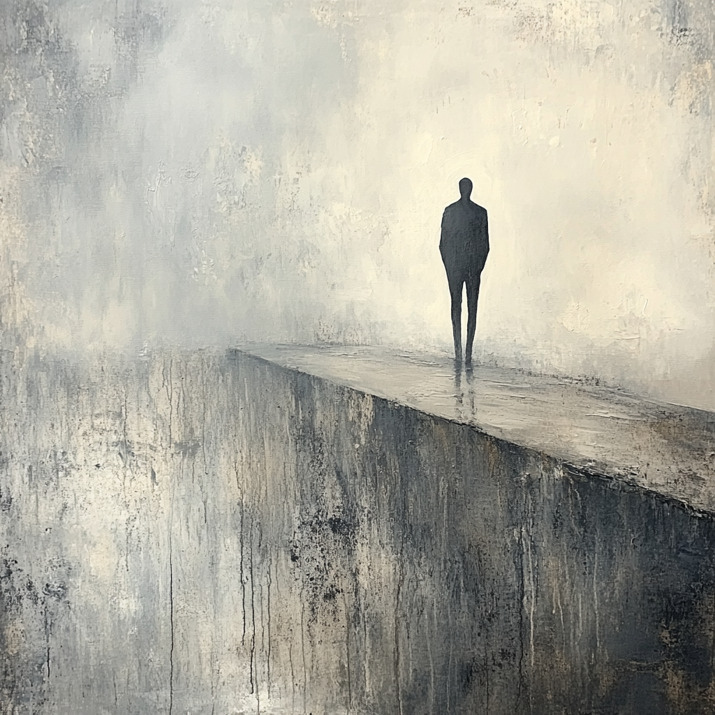 Giacometti Inspired Lonely Figure On Bridge paint by number