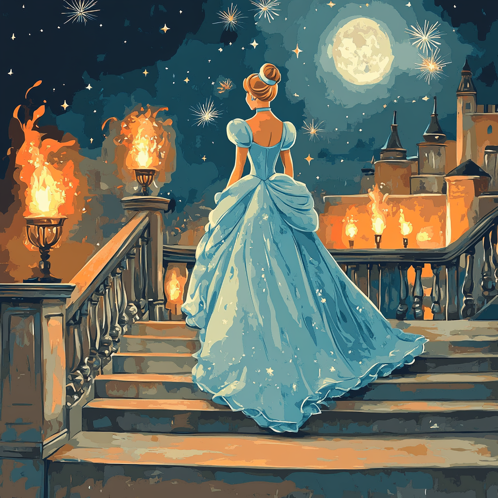 Cinderella Evening Ball Scene Paint by numbers art