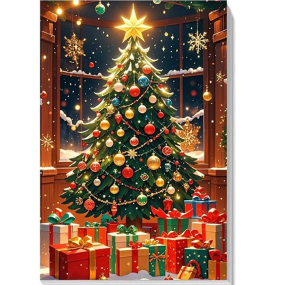 Pack Of 4 Framed Christmas Paint By Numbers Kit With Easel