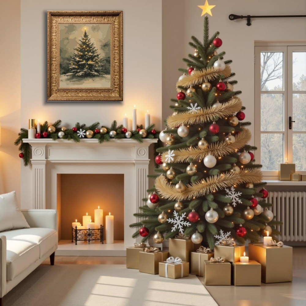 Christmas Tree Paint by Numbers Kit With DIY Canvas Set