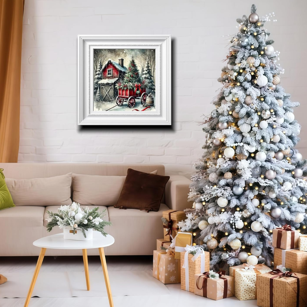 Christmas House Tree Easy Paint by Numbers Kit for Beginners