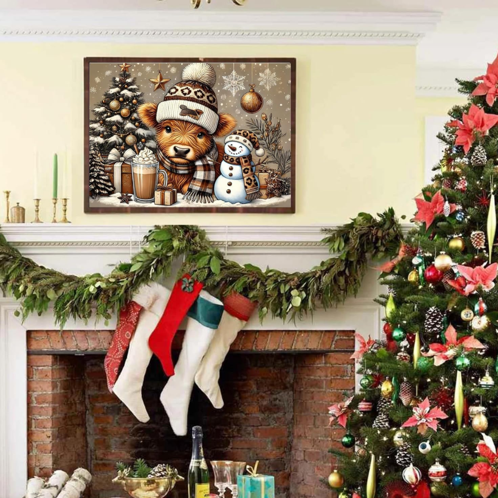 Winter Christmas Paint by Numbers DIY Canvas Kit