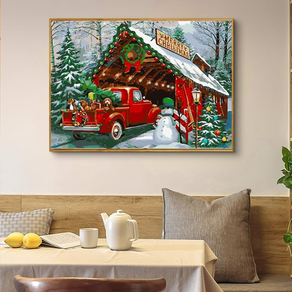 Christmas Paint by Numbers Kit with Brushes on Canvas