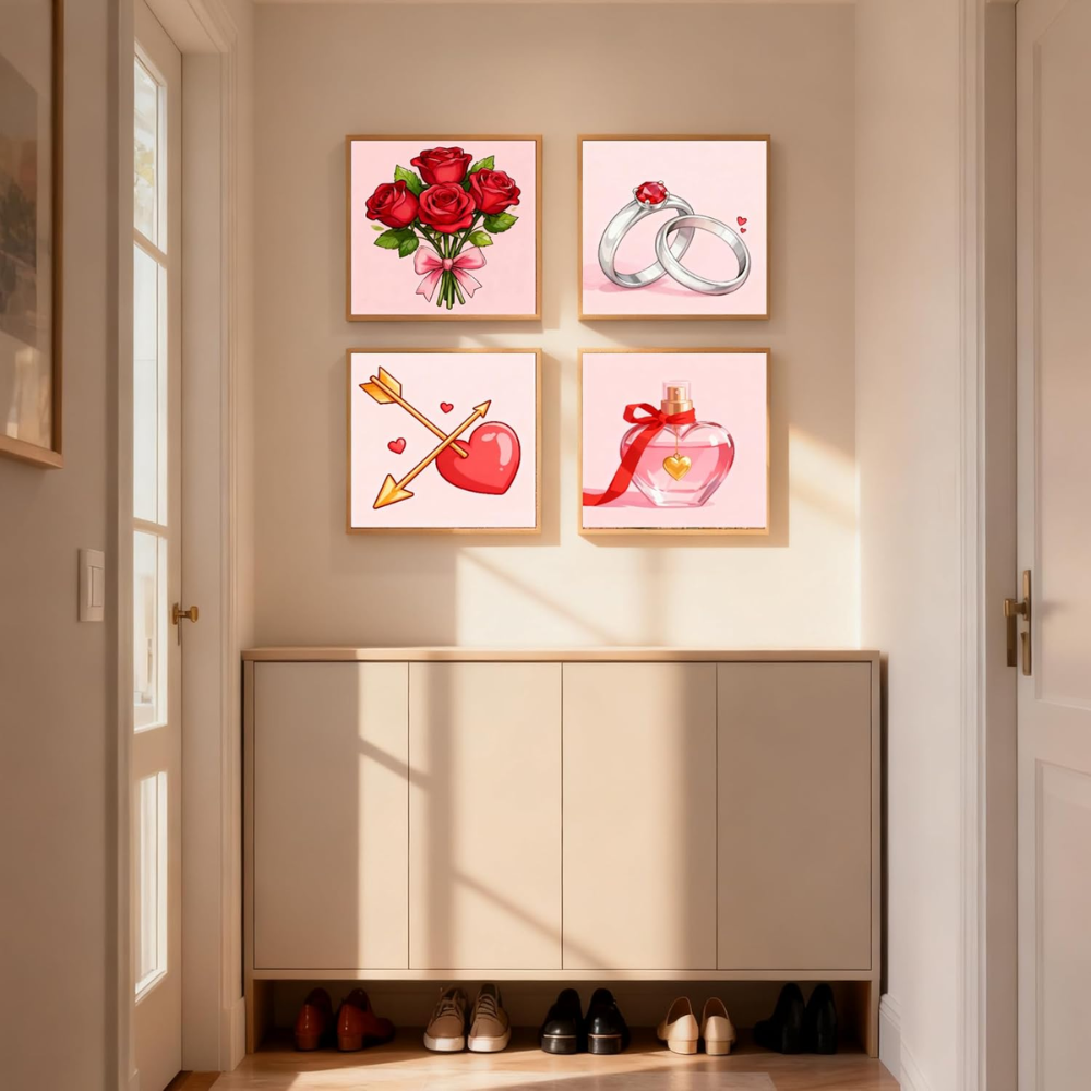 4 Pack Framed DIY Paint by Numbers Kit for Adults Beginner