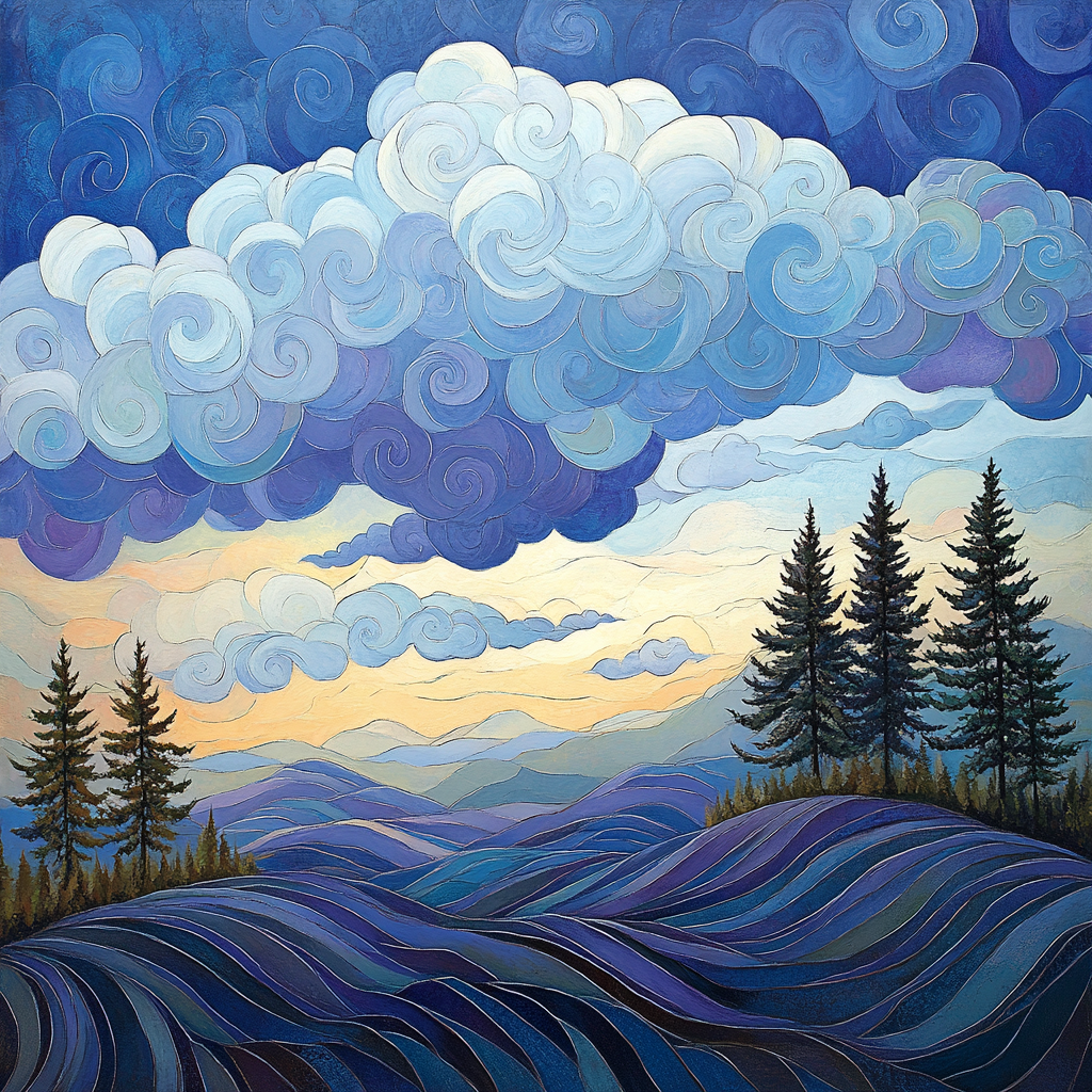 J. E. H. MacDonald Inspired Rhythmic Cloud Over Algoma Hills paint by number