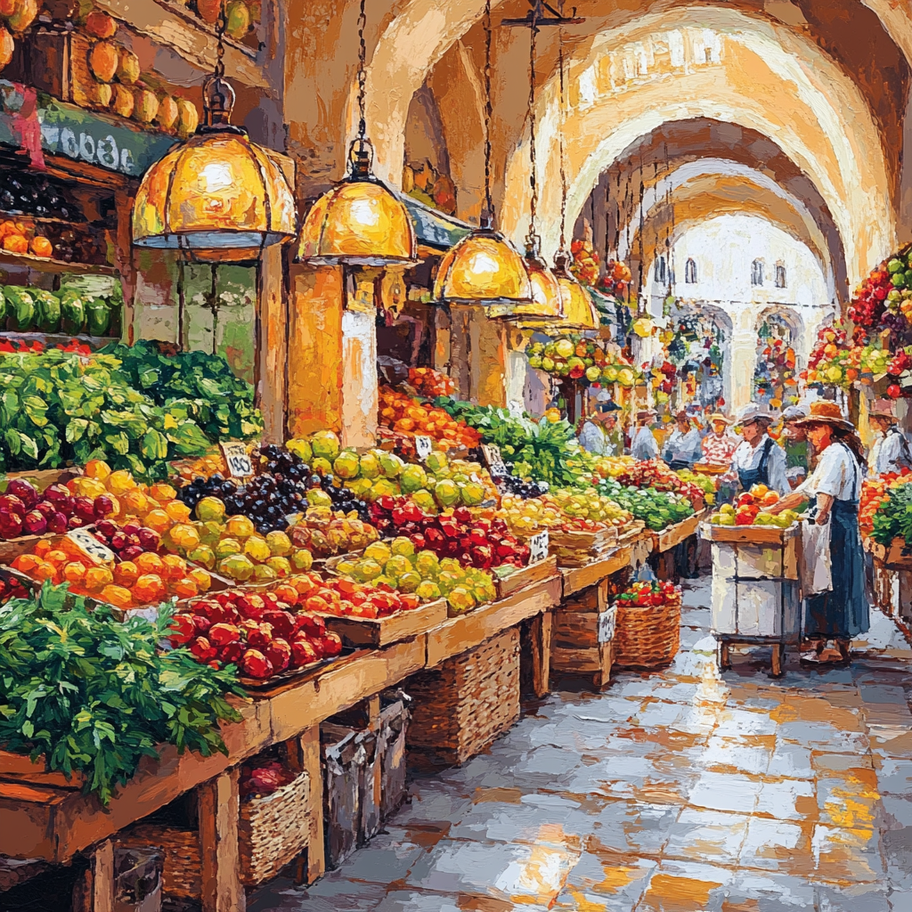 La Rambla Market Stalls Barcelona Spain painting number kit