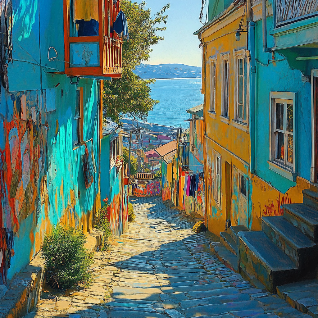 Street Art Lanes Of Valparaiso, Chile painting number kit