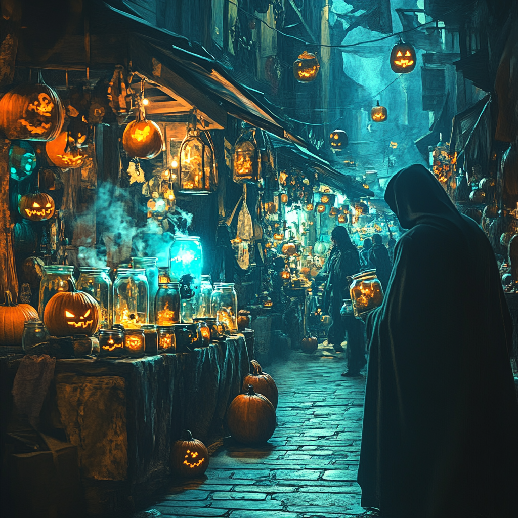 Cobbled Market Of Haunted Oddities Halloween paint by color