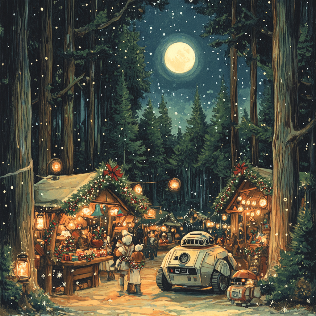 Star Wars Holiday Market On Endor paint by number